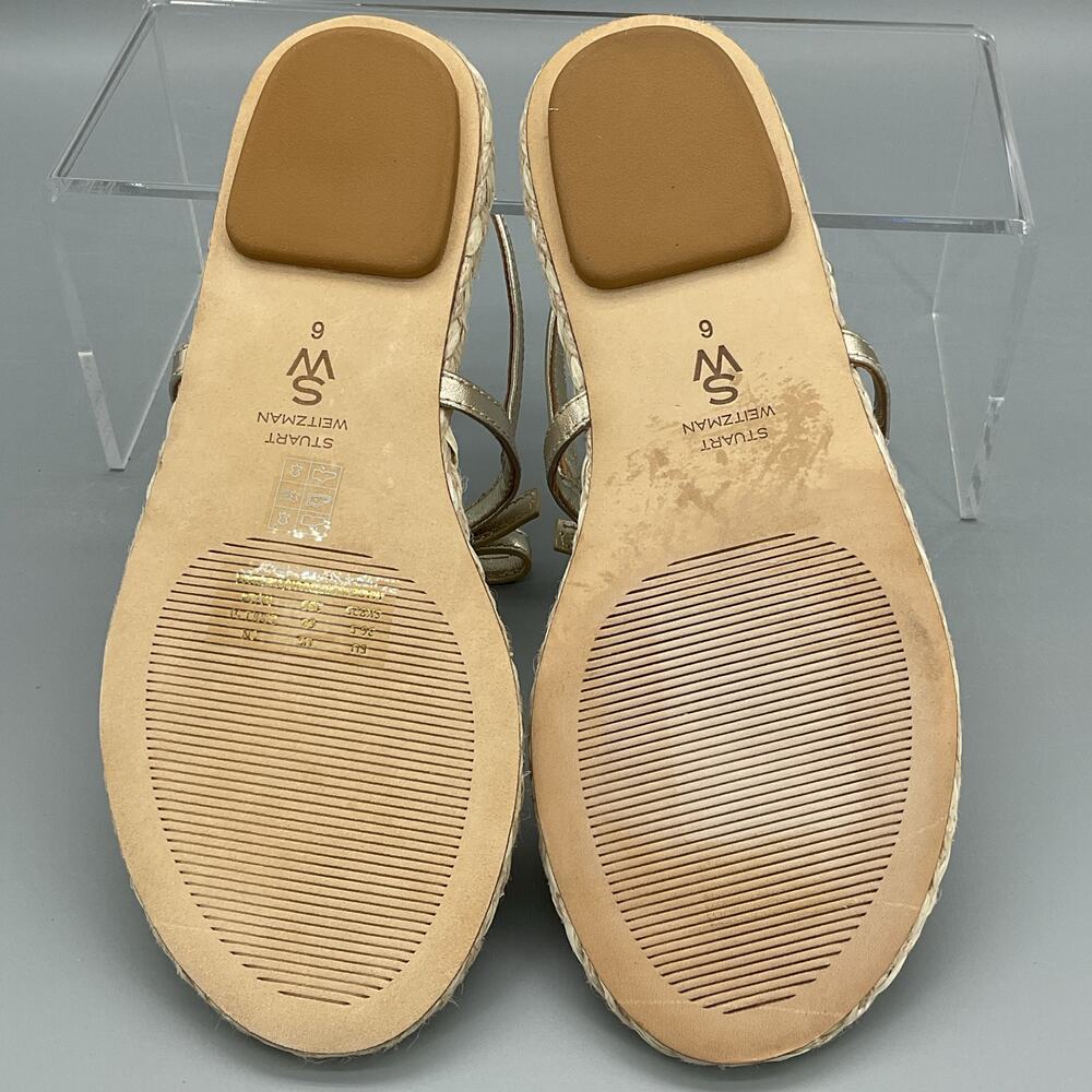 NEW Stuart Weitzman Women’s Felicity Espadrille Sandals Gold Size 6B - Picture 8 of 10